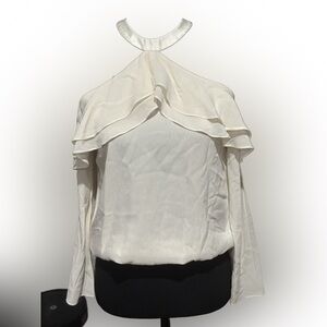 Alice + Olivia Cream Ruffle Blouse